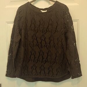Lace army green fully lined H&M blouse